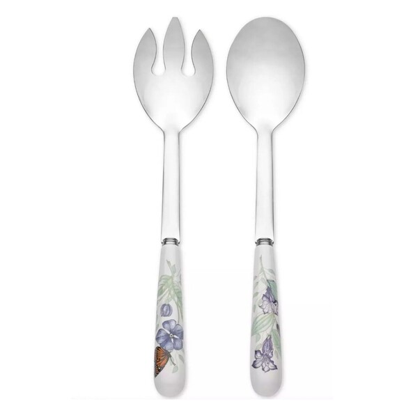 LENOX BUTTERFLY MEADOW 2-PCS SERVING FLATWARE SET SPOON SPORK 11.75" NEW - Picture 1 of 4